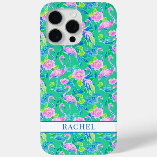 Rosa Flamingos mit Monogramm Case-Mate iPhone Hülle (Rückseite)