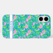 Rosa Flamingos mit Monogramm Case-Mate iPhone Hülle (Rückseite (Horizontal))