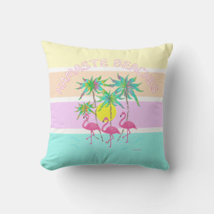 Rosa Flamingos mit Palmen, Namaste Strände, Fun Ca Kissen