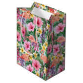 Rosa Flamingos Mittlere Geschenktüte (Rückseite Schrägansicht)