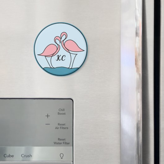 Rosa Flamingos Monogramm Kunst, oder Foto Küche Magnet (In Situ (Kühlschrank))