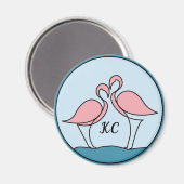 Rosa Flamingos Monogramm Kunst, oder Foto Küche Magnet (Vorderseite/Rückseite)