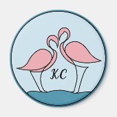 Rosa Flamingos Monogramm Kunst, oder Foto Küche Magnet (Vorne)