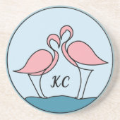 Rosa Flamingos Monogramm Kunst, oder Foto Sandstei Getränkeuntersetzer (Vorne)