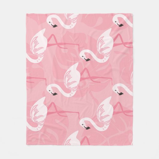 Rosa Flamingos: nahtlose Vintage Illustration. Fleecedecke (Vorderseite)