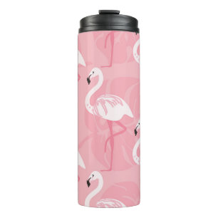 Rosa Flamingos: nahtlose Vintage Illustration. Thermosbecher