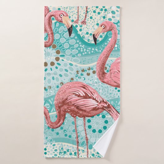 Rosa Flamingos, nahtloses Muster Badehandtuch (Badehandtuch)