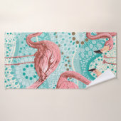 Rosa Flamingos, nahtloses Muster Badehandtuch (Badehandtuch)