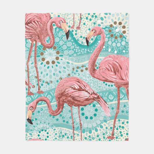 Rosa Flamingos nahtloses Muster Fleecedecke (Vorderseite)