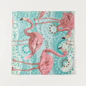 Rosa Flamingos nahtloses Muster Wandteppich (Vorderseite (Horizontal))