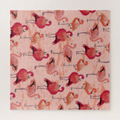 Rosa Flamingos: Nahtloses tropisches Muster Puzzle (Horizontal)