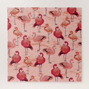 Rosa Flamingos: Nahtloses tropisches Muster Puzzle