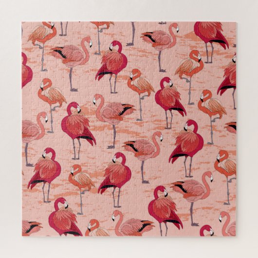 Rosa Flamingos: Nahtloses tropisches Muster Puzzle (Vertikal)
