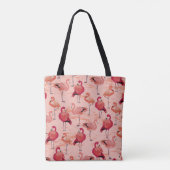 Rosa Flamingos: Nahtloses tropisches Muster Tasche (Rückseite)