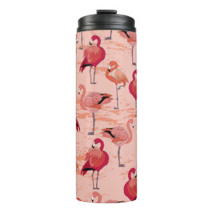 Rosa Flamingos: Nahtloses tropisches Muster Thermosbecher