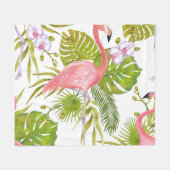Rosa Flamingos, Orchideen: Aquarellmuster. Fleecedecke (Vorderseite (Horizontal))