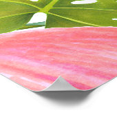 Rosa Flamingos, Orchideen: Aquarellmuster. Poster (Ecke)