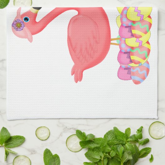 Rosa Flamingos Ostern Geschirrtuch (Gefaltet)