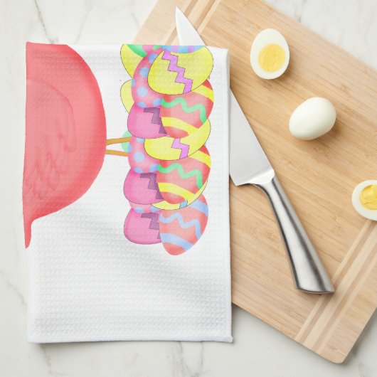 Rosa Flamingos Ostern Geschirrtuch (Viertel Falte)