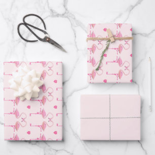 Rosa Flamingos-Packpapier Geschenkpapier Set
