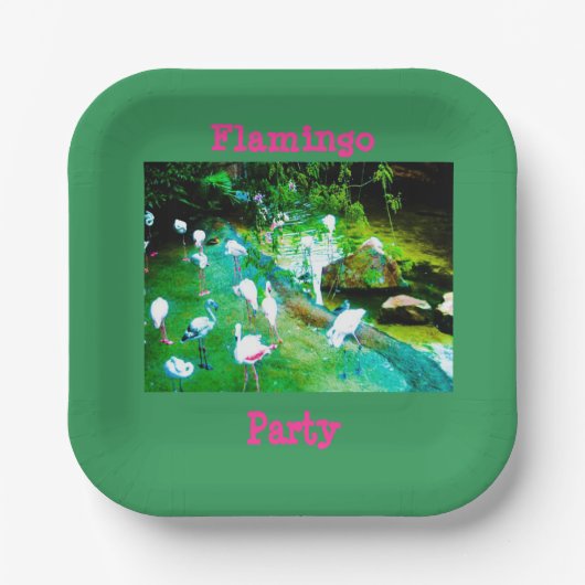 Rosa Flamingos Party Pappteller (Vorderseite)