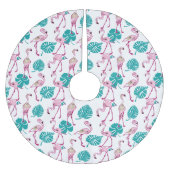 Rosa Flamingos Polyester Weihnachtsbaumdecke (Vorderseite)