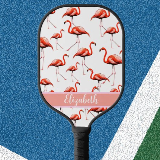 Rosa Flamingos preppy individuelle Name modern Pickleball Schläger