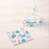 Rosa Flamingos Rechteckiger Pappuntersetzer (Vor Ort)