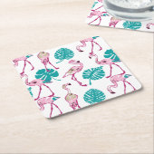 Rosa Flamingos Rechteckiger Pappuntersetzer (angewinkelt)