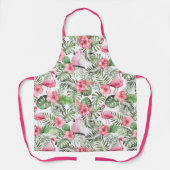 Rosa Flamingos Rosa tropische Vogelwelt Grün Schürze (Vorderseite)