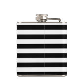 Rosa Flamingos, Schwarz-weiße Streifen, Personalis Flachmann (Rückseite)