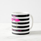 Rosa Flamingos, Schwarz, Weiße Streifen Personalis Kaffeetasse (VorderseiteRechts)