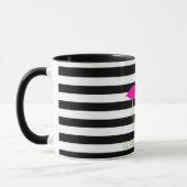 Rosa Flamingos, Schwarz-weiße Streifen, Personalis Tasse (Links)