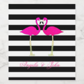 Rosa Flamingos, Schwarz, Weiße Streifen Personalis Weinetikett (Einzelnes Label)