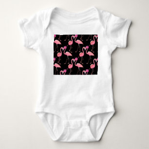 Rosa Flamingos: Schwarzer Hintergrund Vintage Baby Strampler