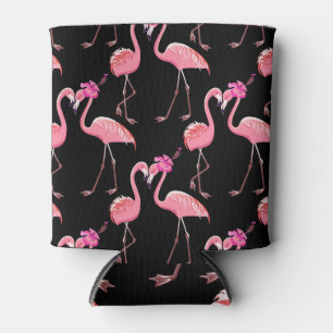 Rosa Flamingos: Schwarzer Hintergrund Vintage Dosenkühler