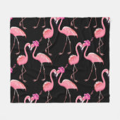 Rosa Flamingos: Schwarzer Hintergrund Vintage Fleecedecke (Vorderseite (Horizontal))