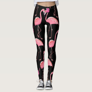 Rosa Flamingos: Schwarzer Hintergrund Vintage Leggings
