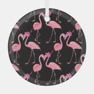 Rosa Flamingos: Schwarzer Hintergrund Vintage Ornament Aus Glas
