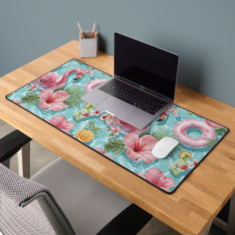 ROSA FLAMINGOS SOMMER SCHLAUCHBOOTE & BLUMEN SCHREIBTISCHUNTERLAGE