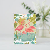 ROSA FLAMINGOS STEHEN ZUSAMMEN POSTKARTE (Stehend Vorderseite)