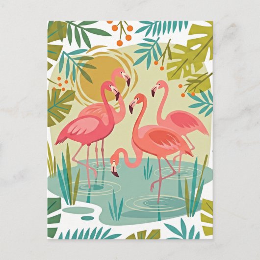 ROSA FLAMINGOS STEHEN ZUSAMMEN POSTKARTE (Vorderseite)