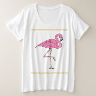 Rosa Flamingos, stehend mit Goldfolienstruktur 3 Große Größe T-Shirt
