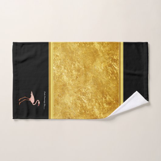 Rosa Flamingos, stehende Goldfolie, Textur 1 Badhandtuch Set (Handtuch)