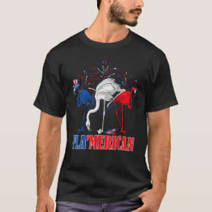 Rosa Flamingos Tag der Unabhängigkeit der amerikan T-Shirt