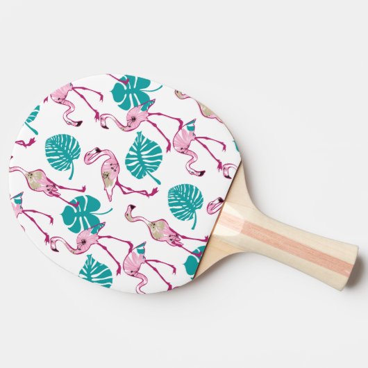 Rosa Flamingos Tischtennis Schläger (Seitenansicht)