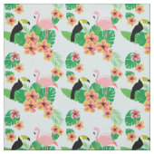Rosa Flamingos, Toucans, tropisches Blumen-Gewebe Stoff (Muster)