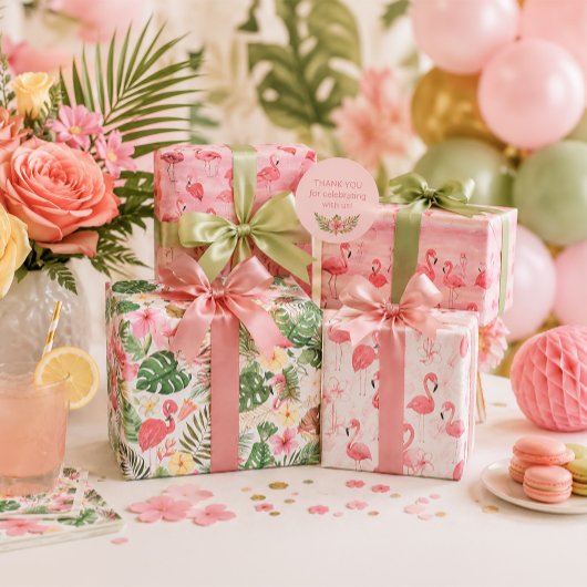Rosa Flamingos tropische Blätter