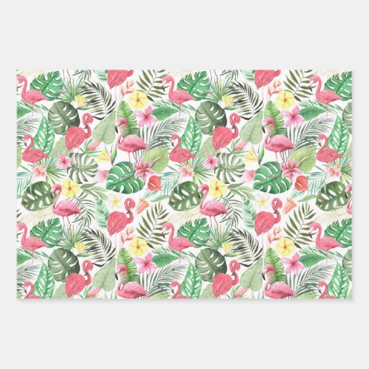 Rosa Flamingos tropische Blätter (Vorderseite 3)