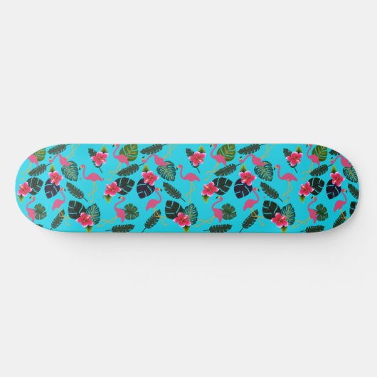 Rosa Flamingos tropische Blume Schöne Skateboard (Horizontal)